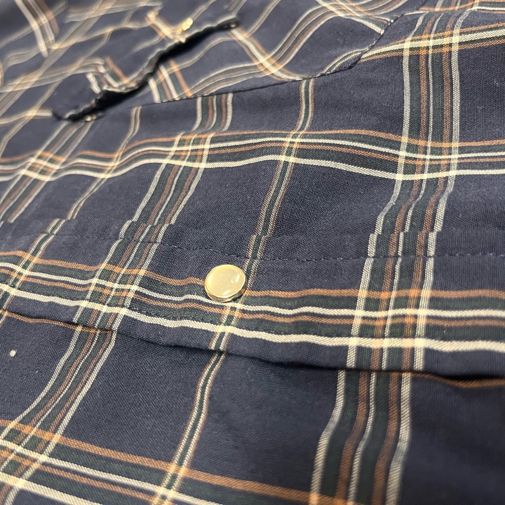 Ely Cattleman Navy Plaid pearl snap
